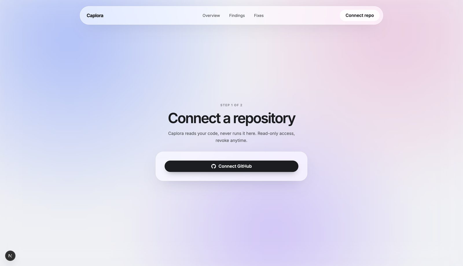 Connecting a GitHub repo to Caplora